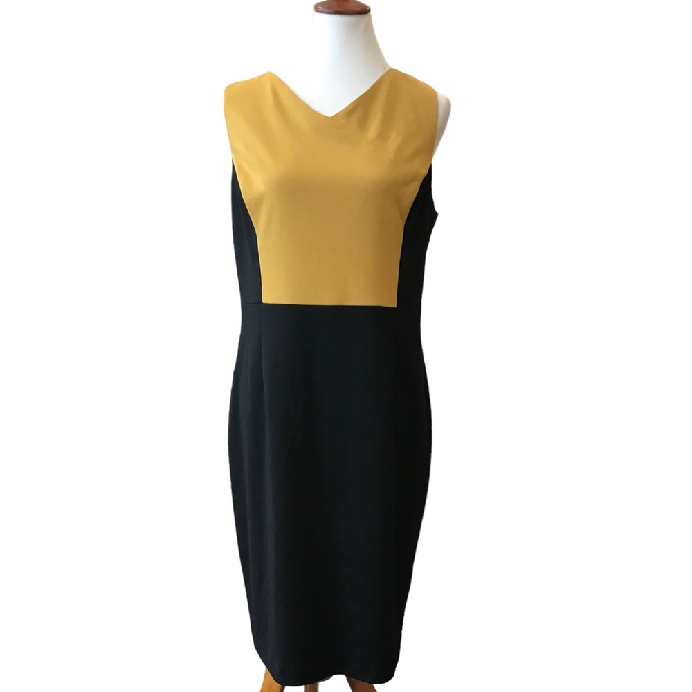 Kasper new with tags block yellow and black shirt sleeve dress Sz 14